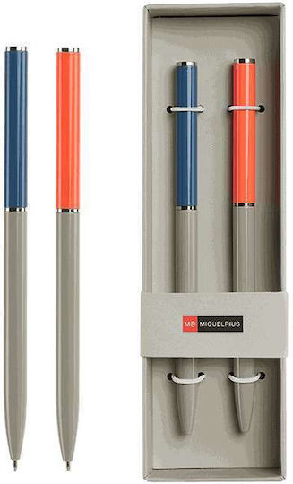 Miquelrius Στυλό Ballpoint Μπλε Μελάνι Set 2 Τεμ Medium 0.7 Thin Γκρι Mr11969