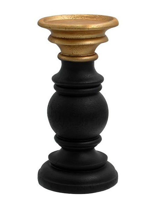 Polyresin Candle Holder Fylliana Fl39316 Black-Gold Color 10x21cm