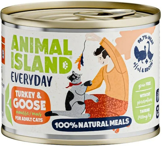 Animal Island Wet Food for Adult Cats in Cans with Turkey Gluten-Free 200gr