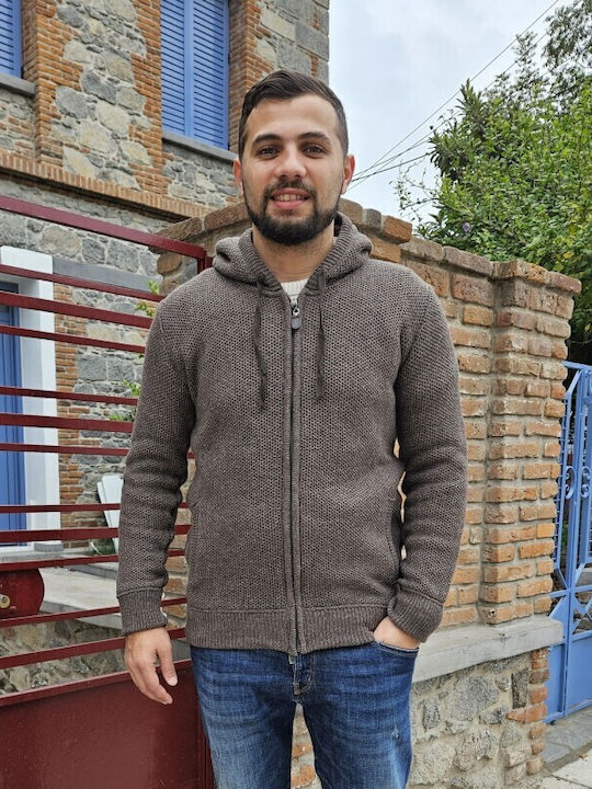 Camaro Ανδρική Ζακέτα Πλεκτή με Κουκούλα Cigar