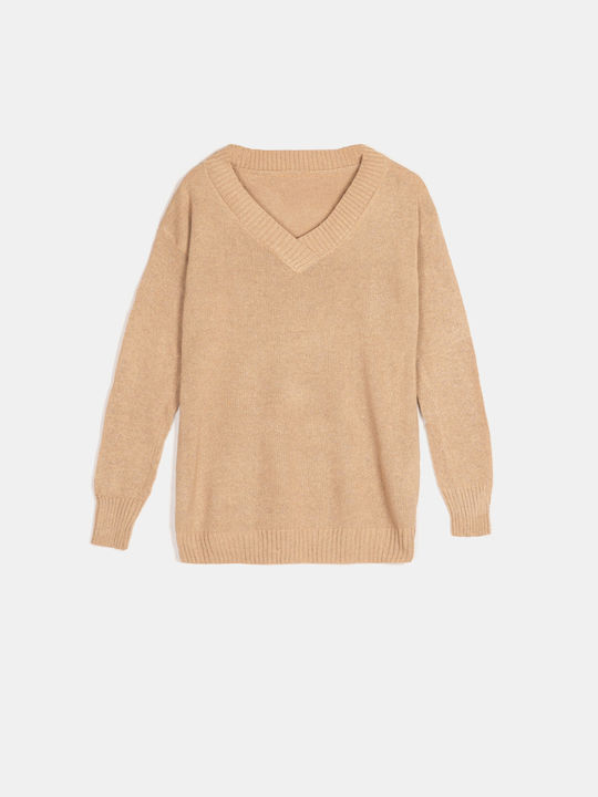 Langärmeliger Strickpullover Beige Beige
