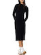 Midi Damenkleid Gestrickt Schwarz
