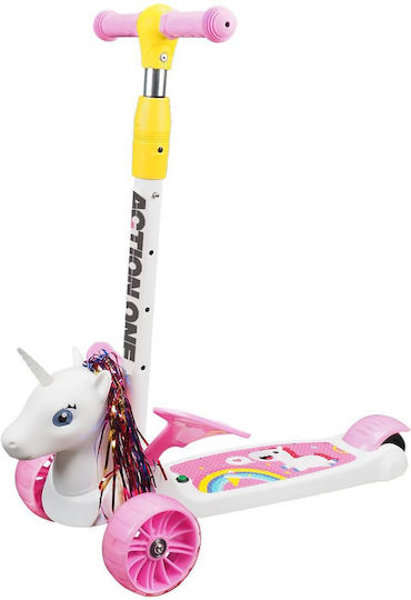 Action One Kids 3-Wheel Foldable Scooter Flying Unicorn Pink