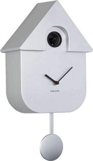 Ρολόι Τοίχου Modern Cuckoo Ka5867si 21,5x8,5x41cm Silver Karlsson Abs