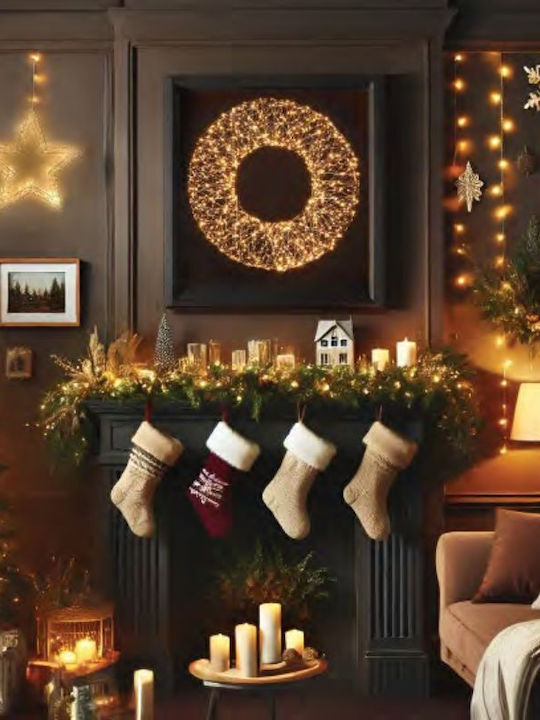 Lucas Christmas Metal Lighted Decorative Wreath Electric Powered 40cm