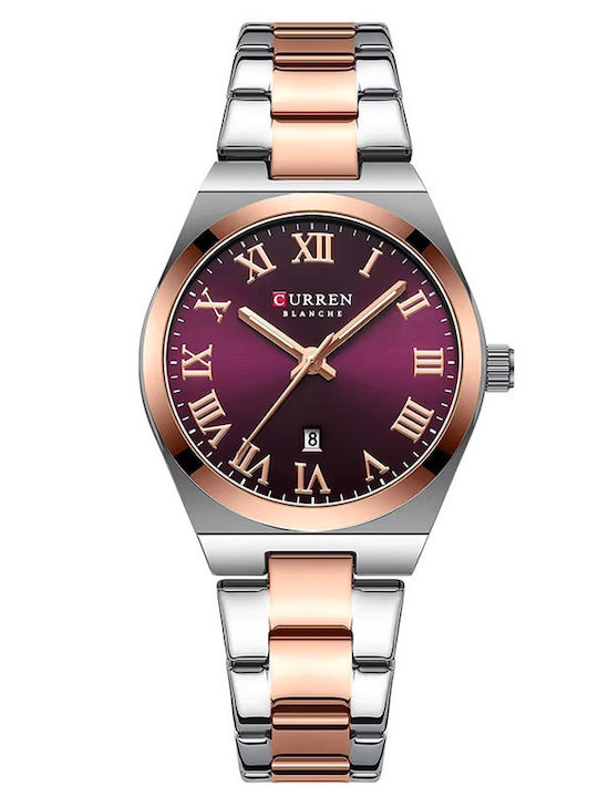 Curren Women's Watch with Pink Gold Metal Bracelet