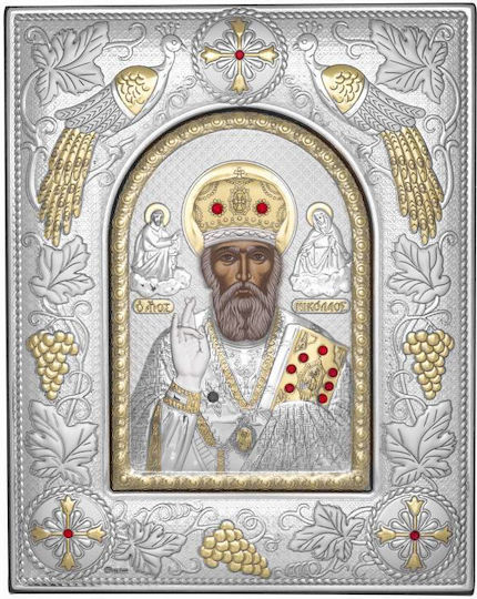 Silver Icon Saint Hierarch Nicholas Ma/e3708ax Ma/e3708ax Silver