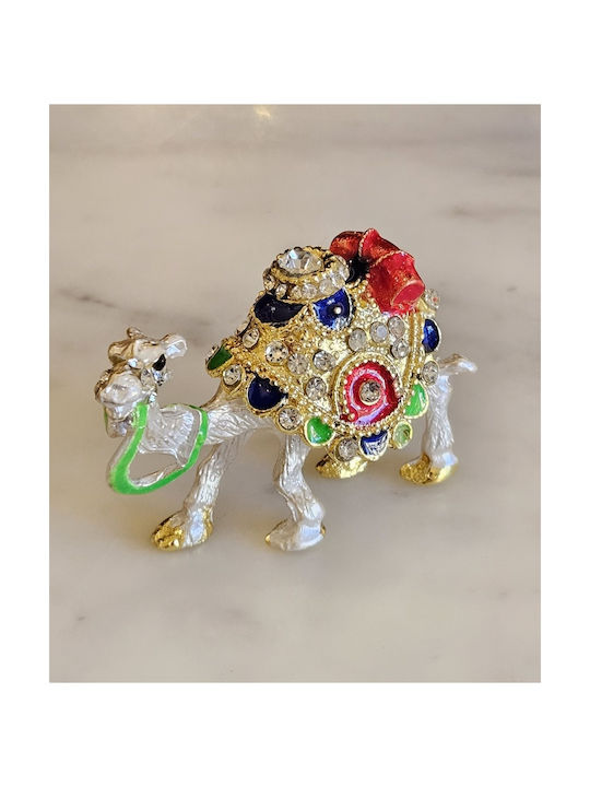 Decorative Camel Box Silver Enamel Rhinestones 7x4cm