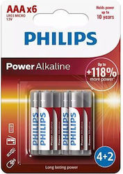 Комплект 6 алкални батерии Philips LR03 AAA Pow...