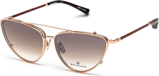 Belstaff Women's Metal Prescription Eyeglass Frame with Clip-On Gold