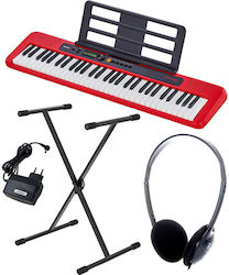 Casio Keyboard CT-S200 with 61 Keys Standard Touch with Stand and Headphones Red Set 2 Casio Keyboard CT-S200 with 61 Keys Standard Touch with Stand and Headphones Red Set 2