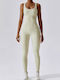 Fitted Ivory Jumpsuit with Wide Strap Ivory