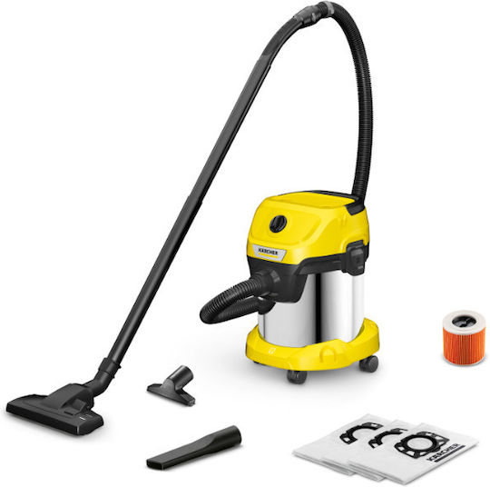 Karcher WD 3 V-15/6/20 Vacuum Wet / Dry 1000W with Stainless Bin 15lt