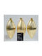 Set De Ornamente De Crăciun Pentru Brad Lacrimi Aurii 6x13cm 3 Bucăți