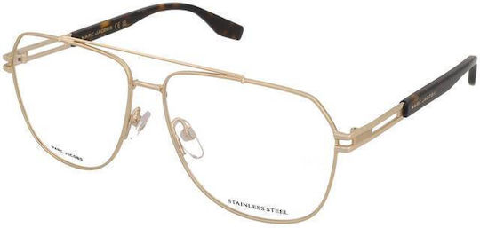 Marc Jacobs Herren Metallisches Brillengestell Gold Marc 751 06J