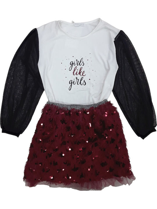 Evita Kids Clothing Set with Skirt Red 2 Pieces