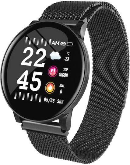 Smartwatch Fitness Bracelet 2in1 Bestproof Extra 8 Step Distance Monitoring Heart Rate Detection Anti-lost Function Weather Display Call Text Notifications Ip67 Waterproof Metallic Black