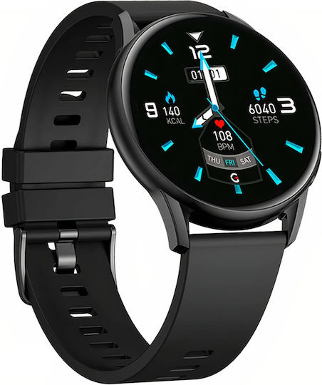 Smartwatch Kingwear Idealstore Ecran Tactil HD de 1,3 Inch Rezistent la Apă Pedometrul Monitor de Ritm Cardiac Monitor de Tensiune Arterială Memento Sedentar Mod Sport Negru