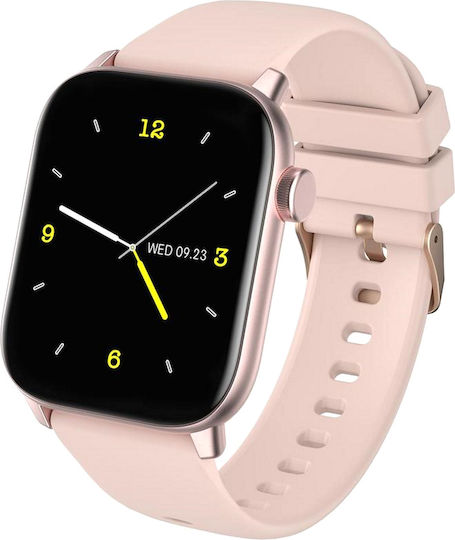 Ikeo+ Smartwatch Fitness Bracelet From Idealstore Metal Alloy Multisport Functions Blood Pressure Monitoring Oxygen Monitoring App Notifications Sleep Monitor Pedometer Ip68 Water Resistant Pink Color