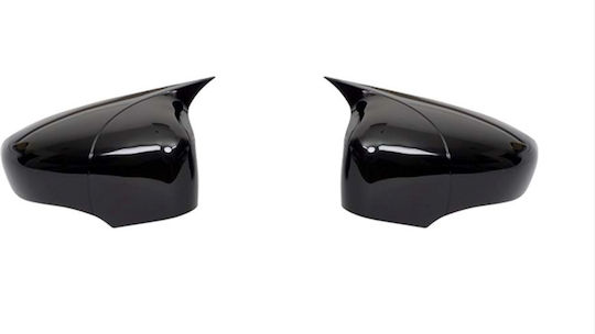 Set 2 Capace Oglindă Stil Batman Idealstore Renault Captur 2013-2019 Culoare Negru Pian Negru Lucios Instalare Ușoară Rezistent la UV Material Premium
