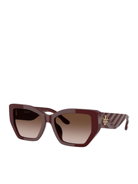 Tory Burch Sunglasses Burgundy with Acetate Frame & Brown Lens