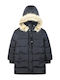 Kids Quilted Short Coat with Lining and Hood Black
