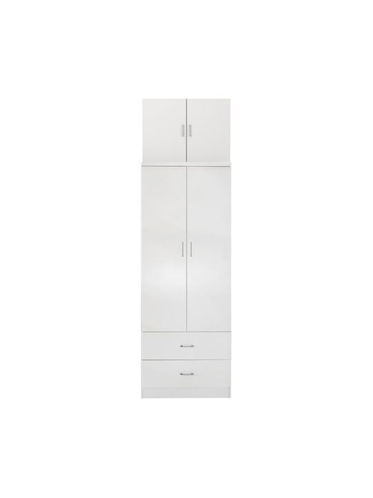 Reina Δίφυλλη Ντουλάπα με Πατάρι Λευκή 80x42x241cm
