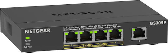 NetGear GS305P-300EUS Managed L3 PoE+ Switch With 4 Gigabit (1Gbps) Ethernet Ports