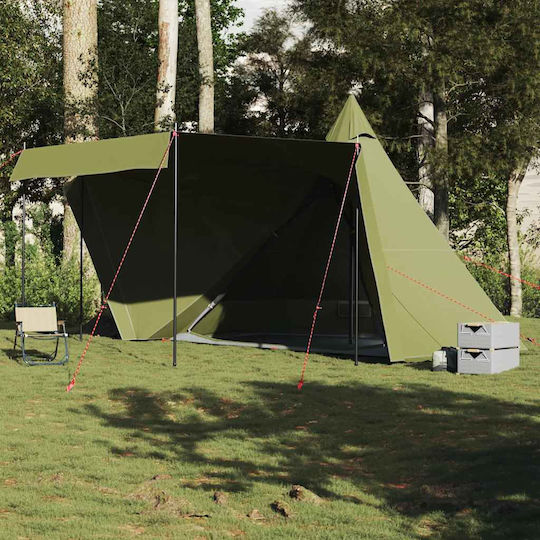 vidaXL Tipi Campingzelt Khaki für 6 Personen 486x486x280cm