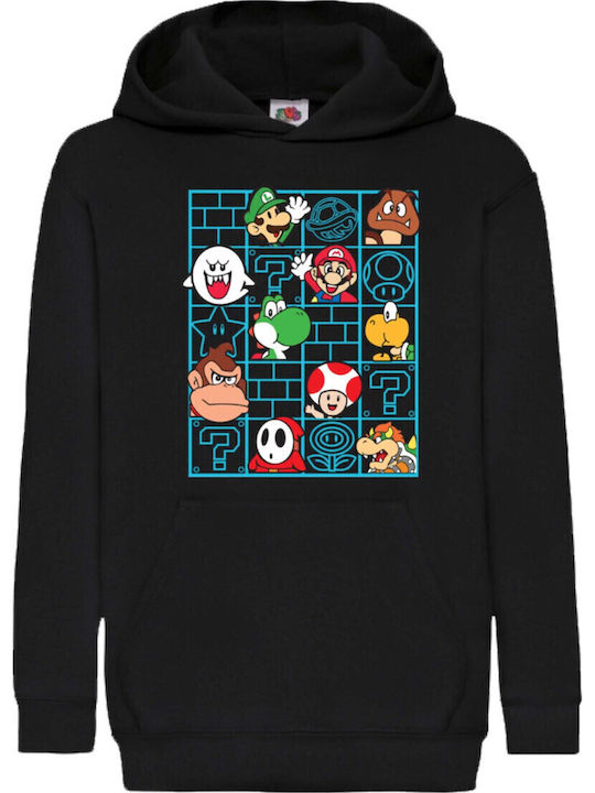 Kinder-Sweatshirt mit Kapuze und Taschen Schwar...