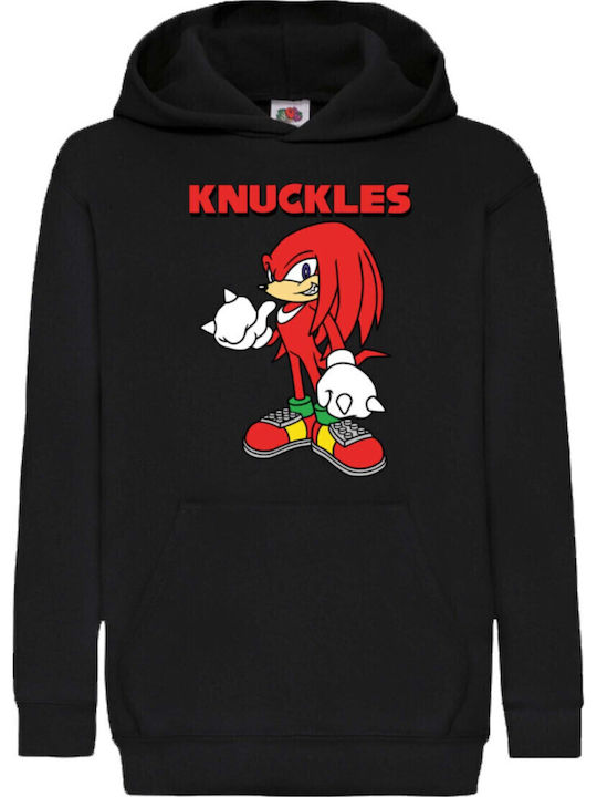 Детски Суичър с Качулка и Джобове Черен Sonic H...