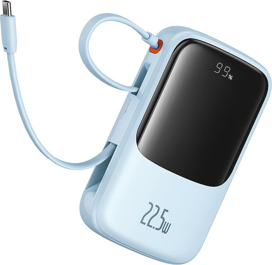 Baseus Qpow Pro+ Baterie Externă 10000mAh 22.5W cu Port USB-A și Port USB-C Albastru Deschis