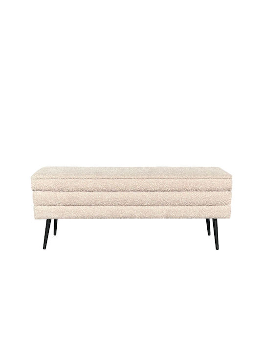 Liberta Bench Stool with Storage Space Upholstered in Fabric Slices Latte 110x40x44cm