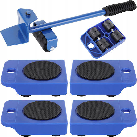 Set mutare mobilă Idealstore Movingkit include 4 suporturi 8 roți pârghie din oțel mâner din cauciuc greutate maximă 150 kg