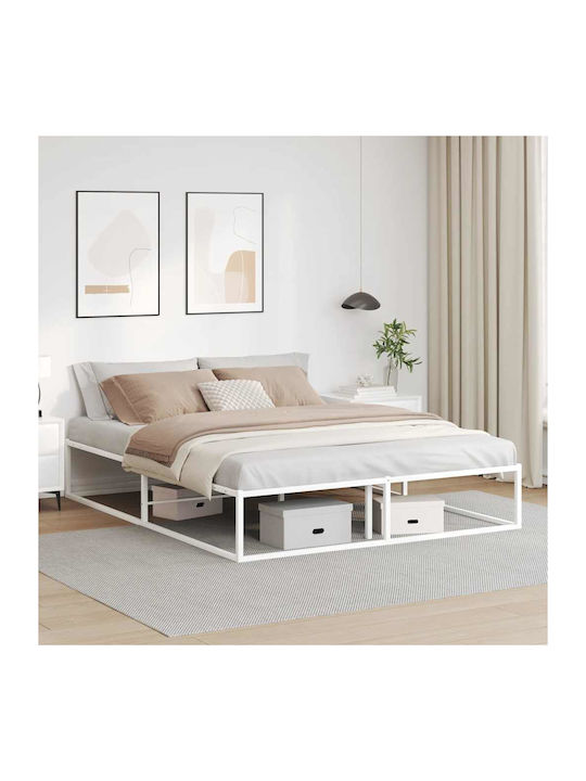 Vidaxl Bed Frame Without Mattress White 160x200cm Metal 1 Piece Double White