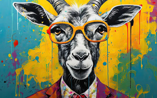 Mural in Youth Room Colorful Funny Goat Glasses 197x296