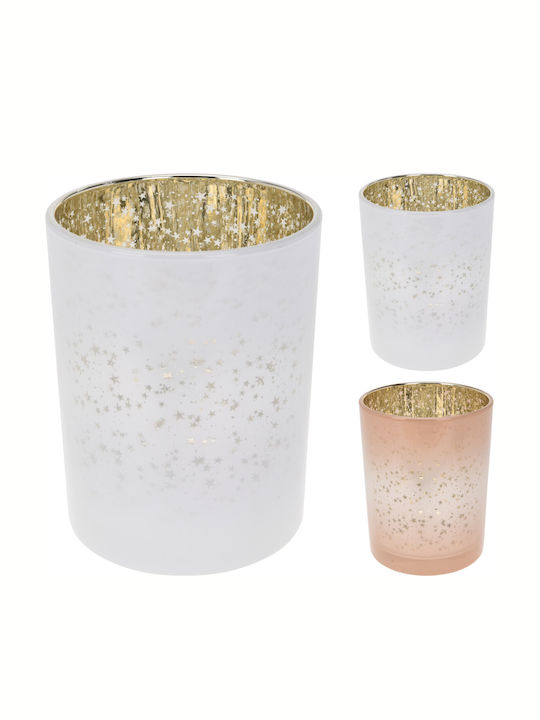 Decorative Tealight Candle Holder Metal Cup Stars White 10x10x13cm