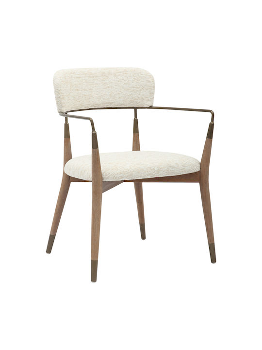 Roy Dining Room Fabric Armchair Ecru 51x48x77cm 2pcs