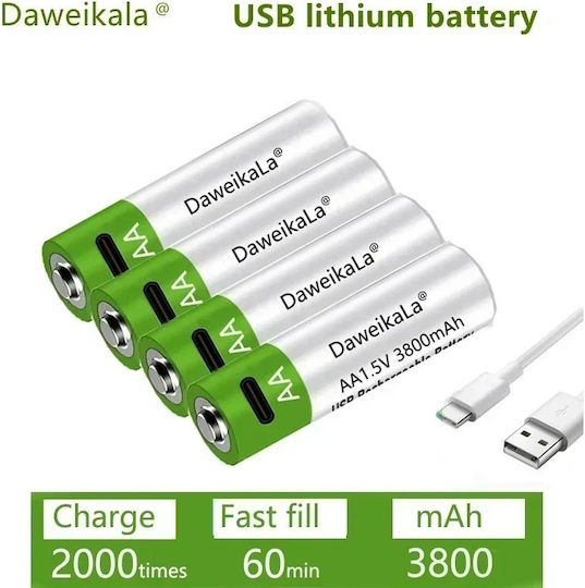 Type Rechargeable Battery C 3800mAh 1.5V 4pcs