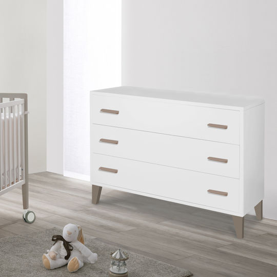 Βρεφική Συρταριέρα με 3 Συρτάρια Λευκή 115x51x85cm
