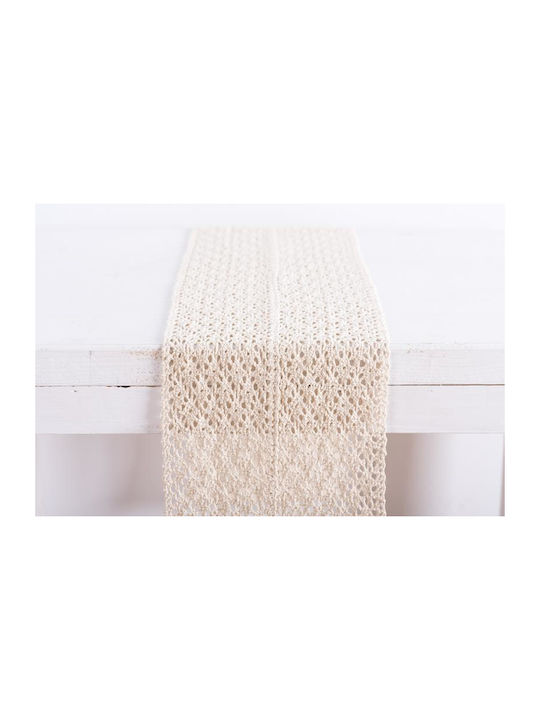 Beauty Home Tablecloth Cotton with Lace Ecru 23x250cm