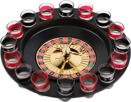 Idealstore Roulette Game Big Time Player Dimensions 6.5 X 4.8 Cm Equipped 16 Colored Numbered Shot Glasses Two Metal Balls Perfect Traditional Parties