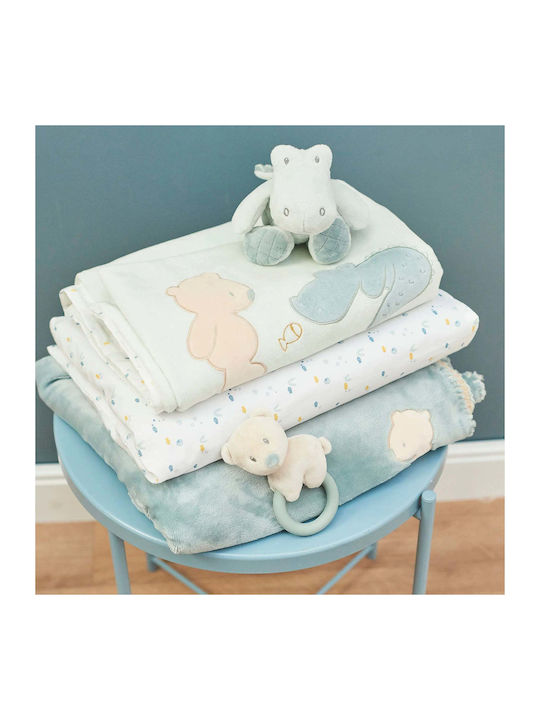 Nattou Blanket Nursery Swaddling Blankets Knitted Light Blue 75x100cm