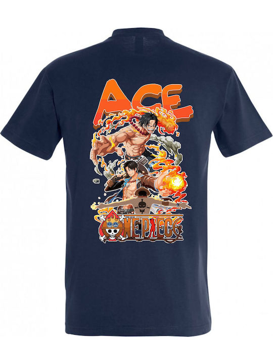 Back Tricou One Piece Albastru marin Bumbac