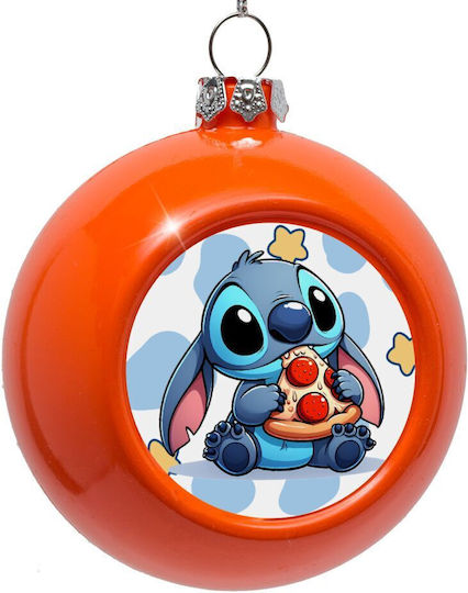 Stitch Pizza Hängendes Kugel Ornament Ornament Kunststoff Orange 8cm