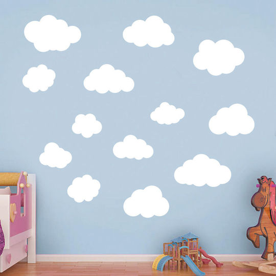 Kids Wall Sticker Set Orange Clouds