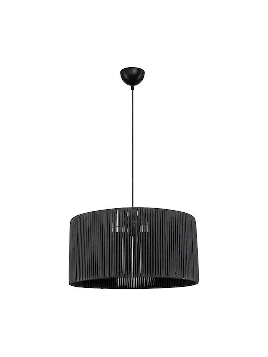 GloboStar Rattan Κρεμαστό Φωτιστικό Μαύρο Boho ...