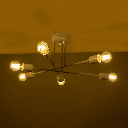 GloboStar Spidi Pendant Light White Grid for 6 Bulbs E27 61x61x37cm