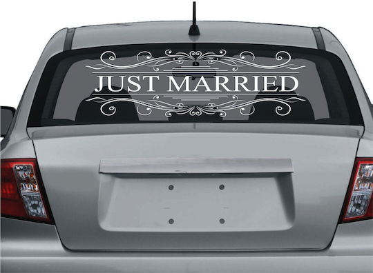 Decorative Sticker Glass Car Sticker Just Married 3 - Reverse Direction (inside From The Glass) 1pcs Orafol