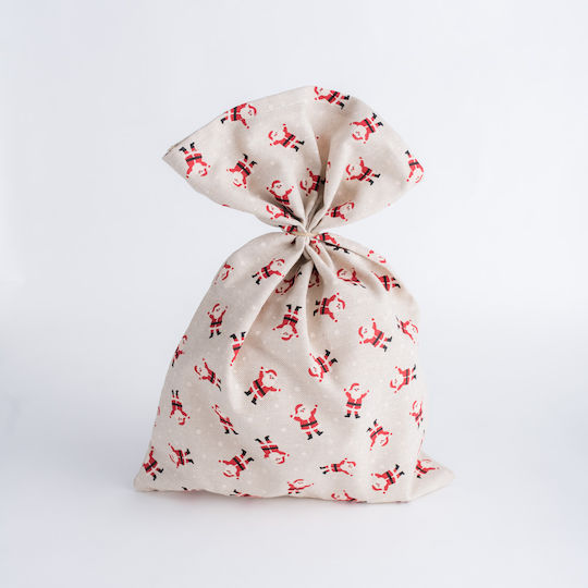Beauty Home Santa Claus Fabric Christmas Pouch for Gift Beige 18x29cm
